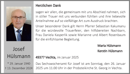 Anzeige von Josef Hülsmann von OM-Medien