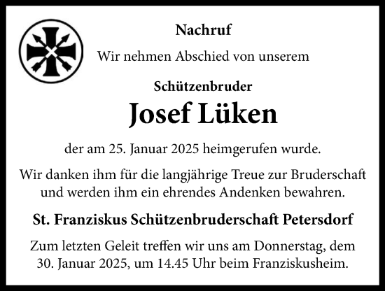 Anzeige von Josef Lüken von OM-Medien