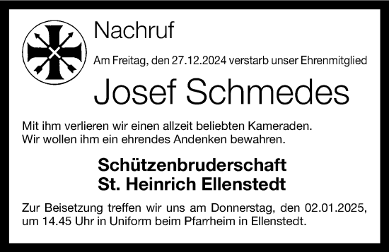 Anzeige von Josef Schmedes von OM-Medien