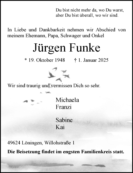 Anzeige von Jürgen Funke von OM-Medien