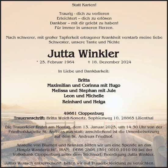 Anzeige von Jutta Winkler von OM-Medien
