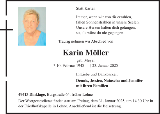 Anzeige von Karin Möller von OM-Medien