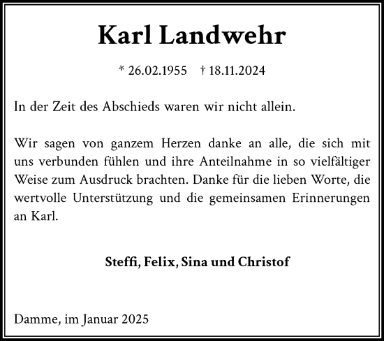 Anzeige von Karl Landwehr von OM-Medien