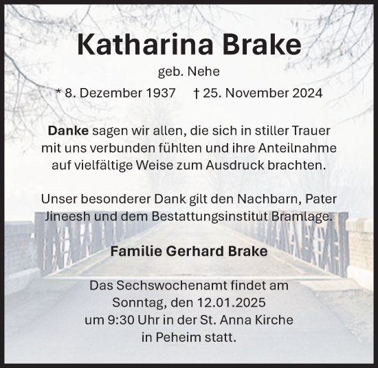 Anzeige von Katharina Brake von OM-Medien