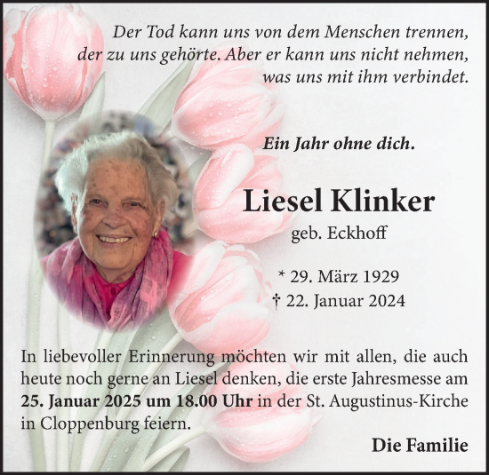 Anzeige von Liesel Klinker von OM-Medien