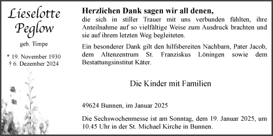 Anzeige von Lieselotte Peglow von OM-Medien