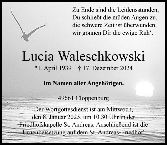 Anzeige von Lucia Waleschkowski von OM-Medien