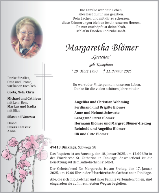 Anzeige von Margaretha Blömer von OM-Medien