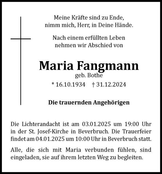 Anzeige von Maria Fangmann von OM-Medien