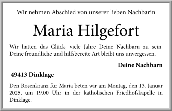 Anzeige von Maria Hilgefort von OM-Medien