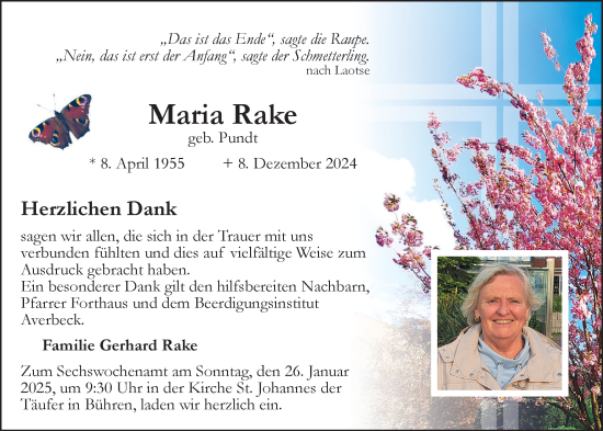Anzeige von Maria Rake von OM-Medien