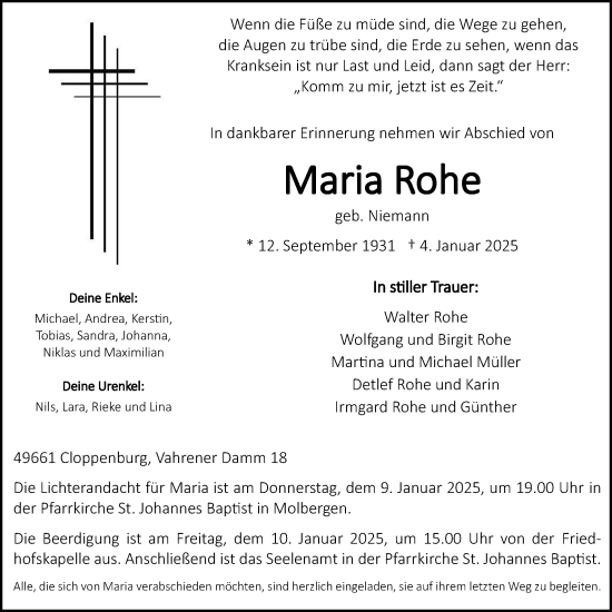 Anzeige von Maria Rohe von OM-Medien