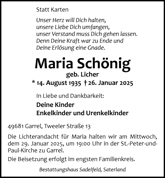 Anzeige von Maria Schönig von OM-Medien