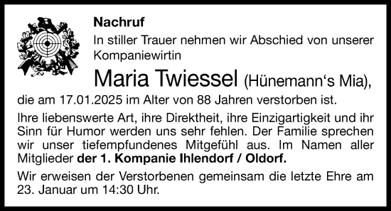Anzeige von Maria Twiessel von OM-Medien
