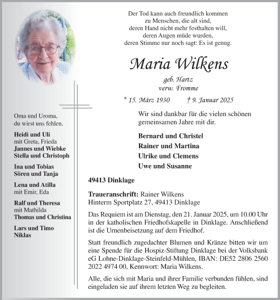 Anzeige von Maria Wilkens von OM-Medien