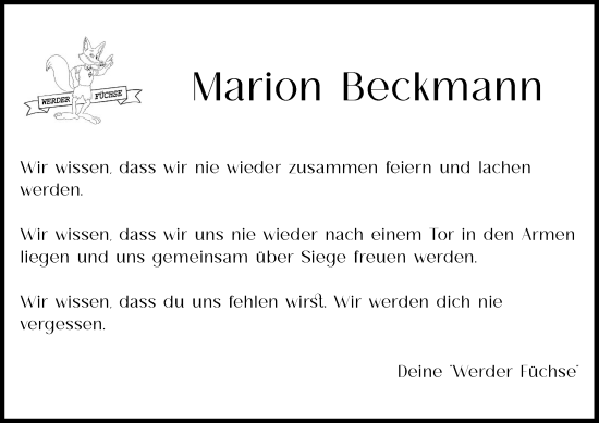 Anzeige von Marion Beckmann von OM-Medien
