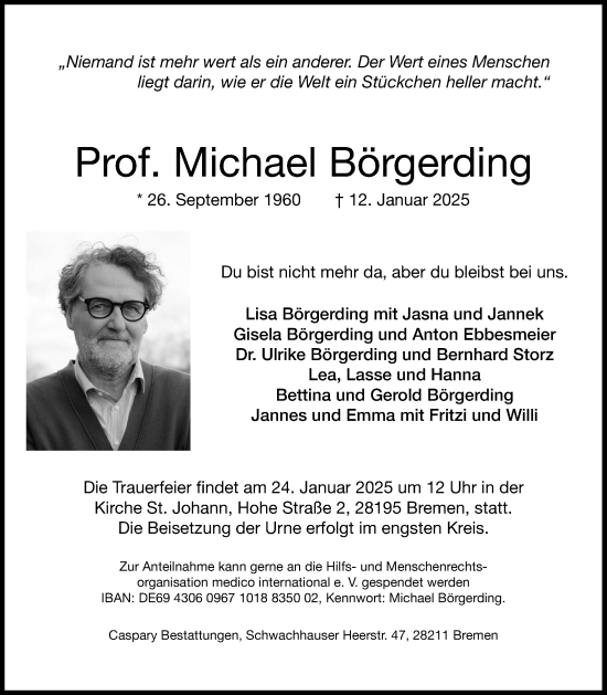 Anzeige von Michael Börgerding von OM-Medien