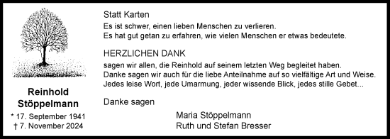 Anzeige von Reinhold Stöppelmann von OM-Medien