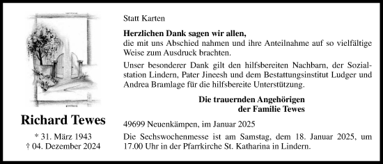 Anzeige von Richard Tewes von OM-Medien