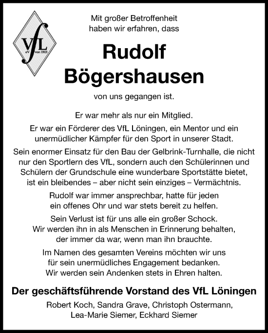 Anzeige von Rudolf Bögershausen von OM-Medien
