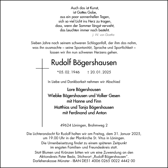 Anzeige von Rudolf Bögershausen von OM-Medien