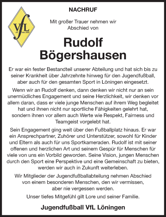Anzeige von Rudolf Bögershausen von OM-Medien