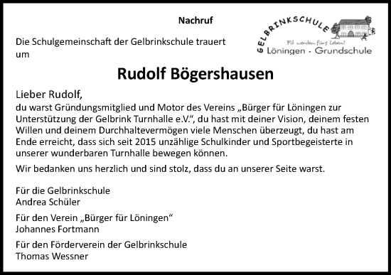 Anzeige von Rudolf Bögershausen von OM-Medien