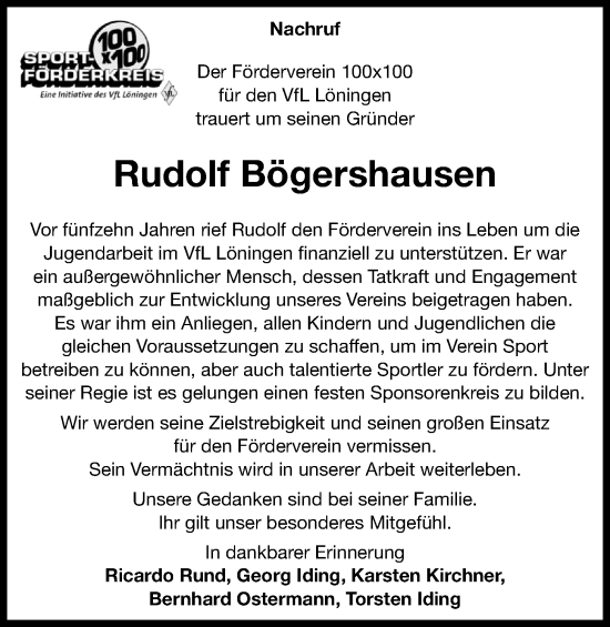 Anzeige von Rudolf Bögershausen von OM-Medien
