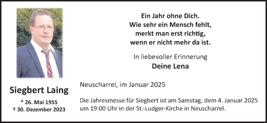 Anzeige von Siegbert Laing von OM-Medien