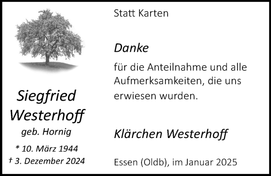 Anzeige von Siegfried Westerhoff von OM-Medien