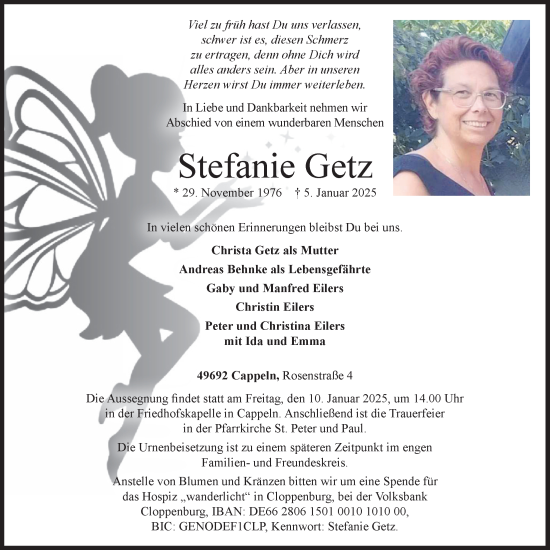 Anzeige von Stefanie Getz von OM-Medien