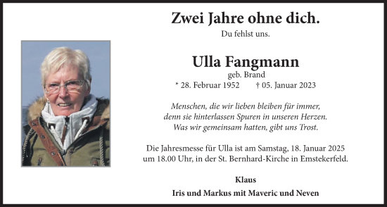 Anzeige von Ulla Fangmann von OM-Medien
