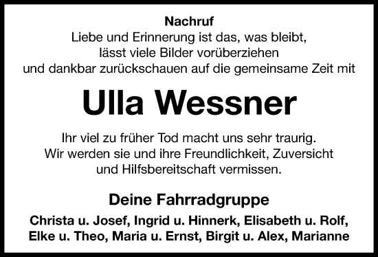 Anzeige von Ulla Wessner von OM-Medien