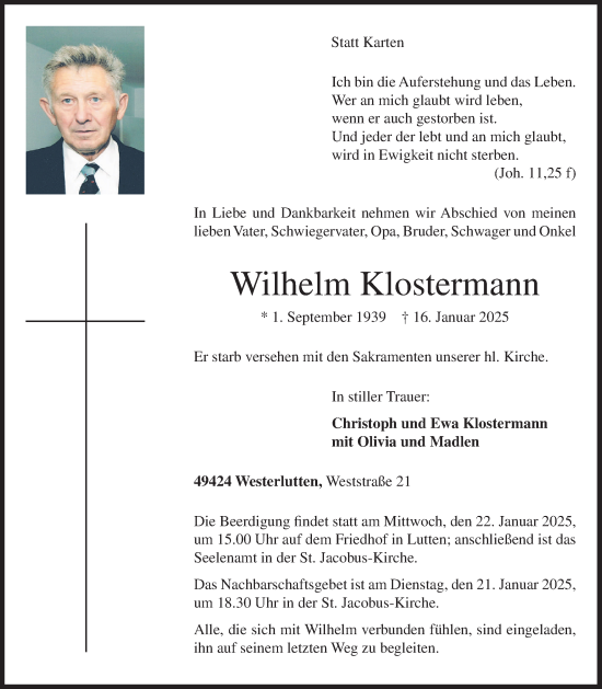 Anzeige von Wilhelm Klostermann von OM-Medien
