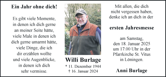 Anzeige von Willi Burlage von OM-Medien