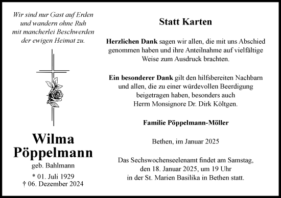 Anzeige von Wilma Pöppelmann von OM-Medien