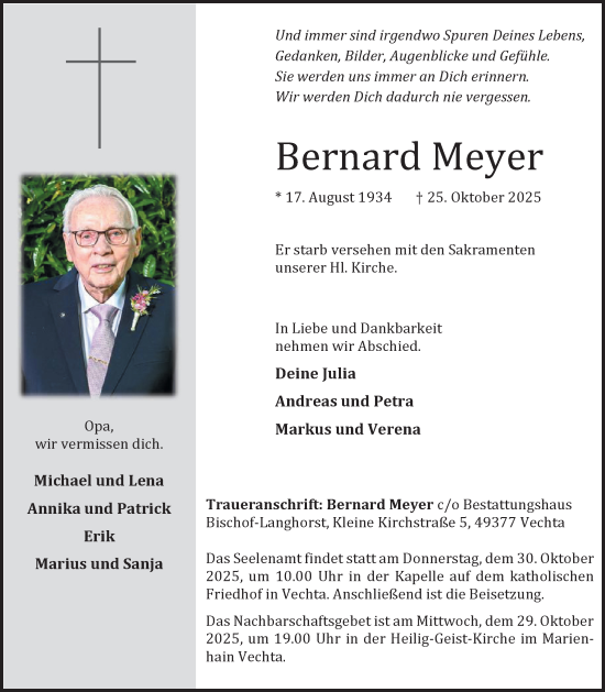 Anzeige von Bernard Meyer von OM-Medien