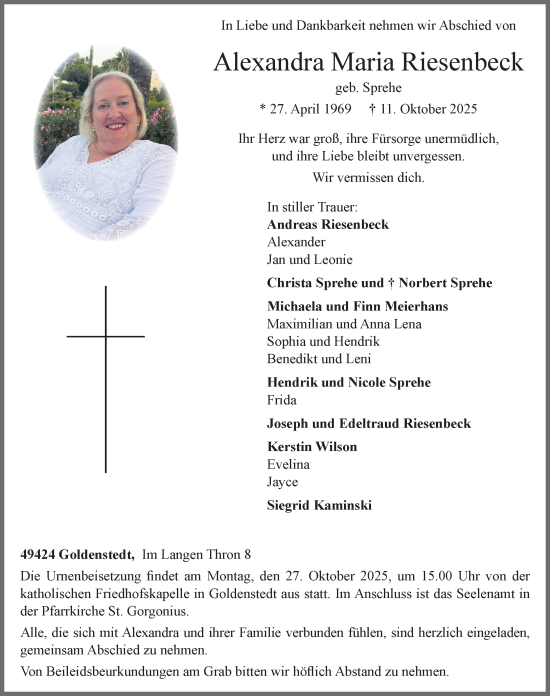 Anzeige von Alexandra Maria Riesenbeck von OM-Medien