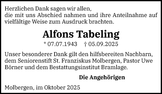 Anzeige von Alfons Tabeling von OM-Medien