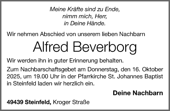 Anzeige von Alfred Beverborg von OM-Medien