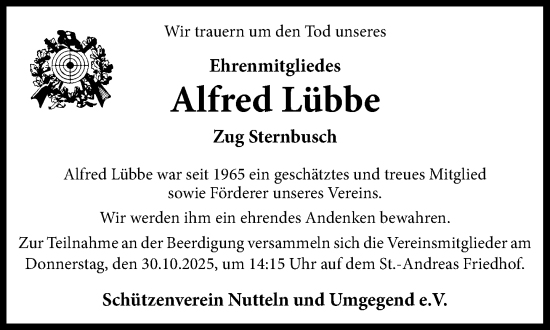 Anzeige von Alfred Lübbe von OM-Medien