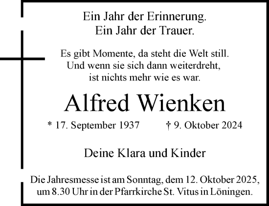 Anzeige von Alfred Wienken von OM-Medien