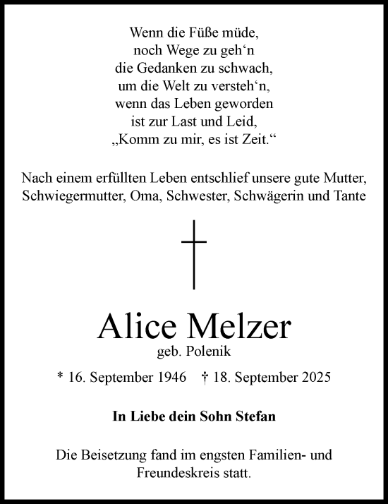 Anzeige von Alice Melzer von OM-Medien