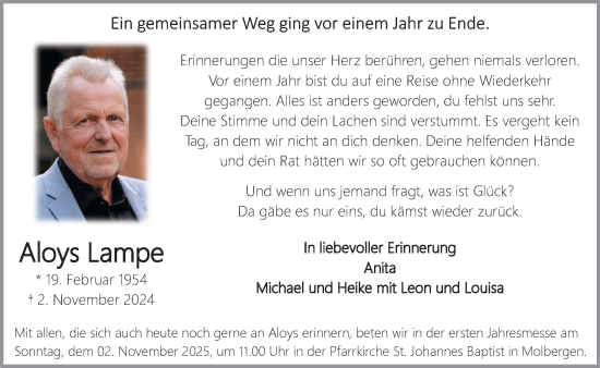 Anzeige von Aloys Lampe von OM-Medien