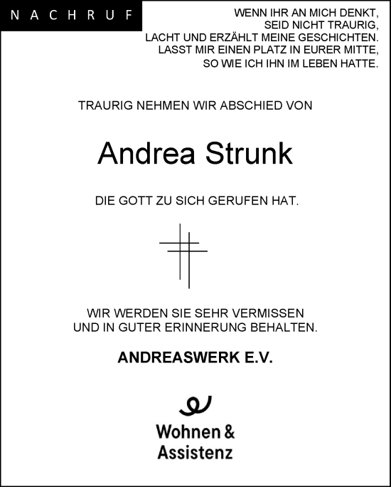 Anzeige von Andrea Strunk von OM-Medien