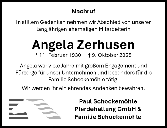 Anzeige von Angela Zerhusen von OM-Medien