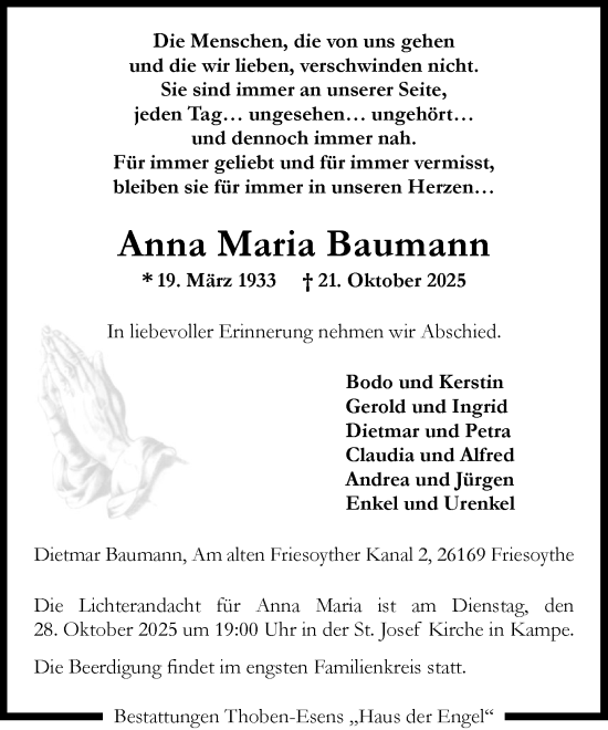 Anzeige von Anna Maria Baumann von OM-Medien