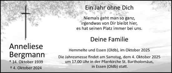 Anzeige von Anneliese Bergmann von OM-Medien