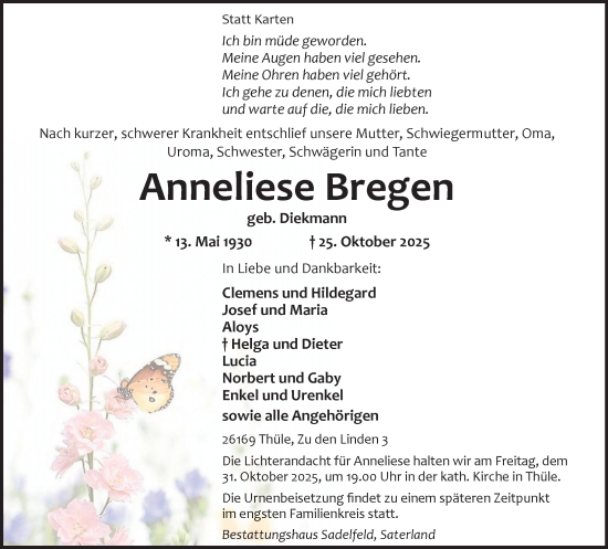 Anzeige von Anneliese Bregen von OM-Medien