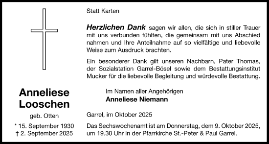Anzeige von Anneliese Looschen von OM-Medien